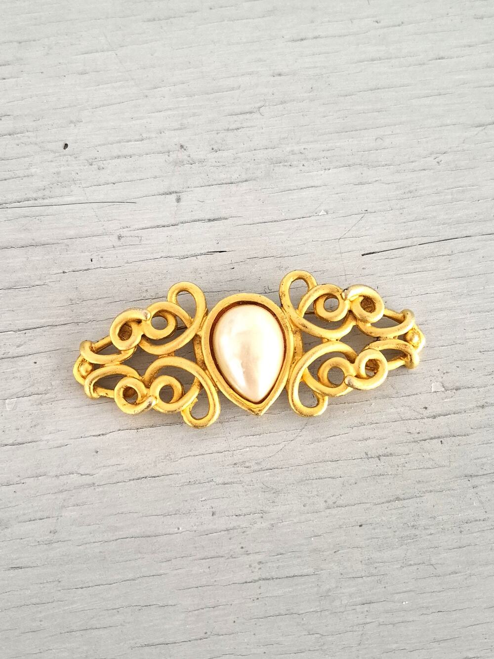 Vintage Les Bernard Etruscan Revival Faux Pearl  Brooch